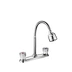 8" Dual Handles Brass Chroming Kitchen Sink Faucet with Universal Spout & Spray